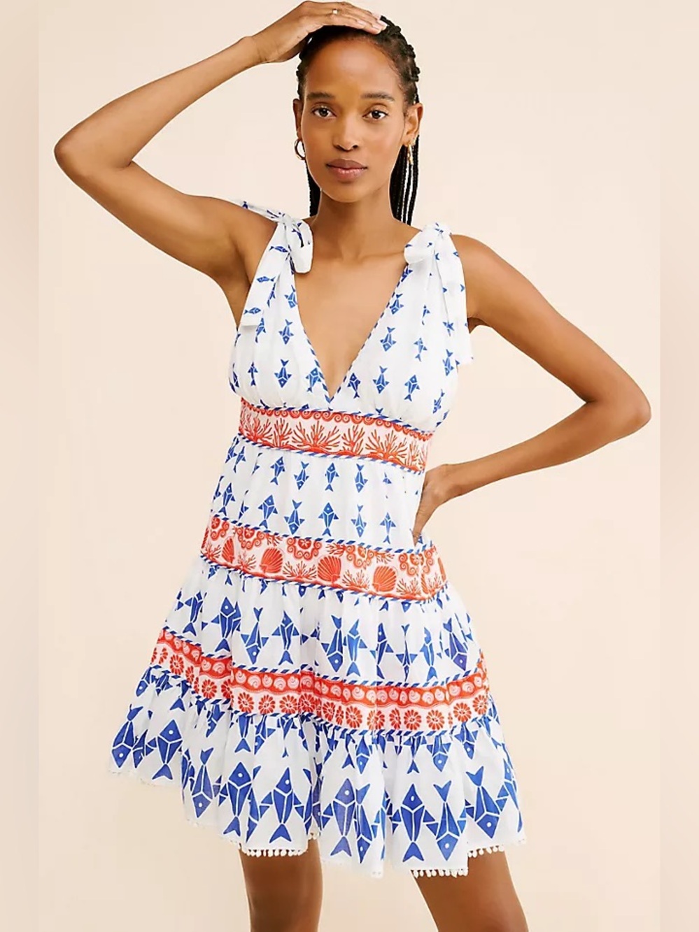 FARM Rio Fishes Tiered Mini Dress XL